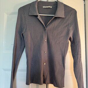 Blue/Silver Abercrombie & Fitch Long Sleeve Button Up Shirt - Size M
